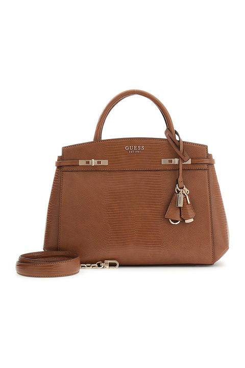 GUESS, Melinda tote fazonú műbőr táska, Konyakbarna