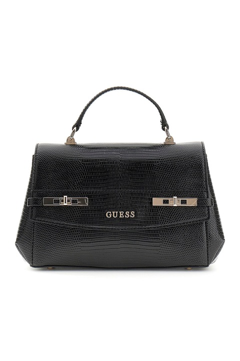 GUESS, Geanta cu bareta de umar si clapa Melinda, Negru