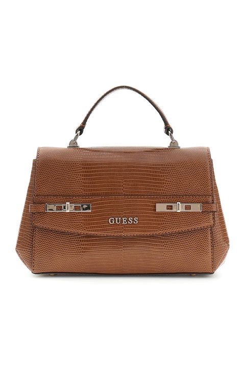 GUESS, Geanta cu bareta de umar si clapa Melinda, Maro cognac