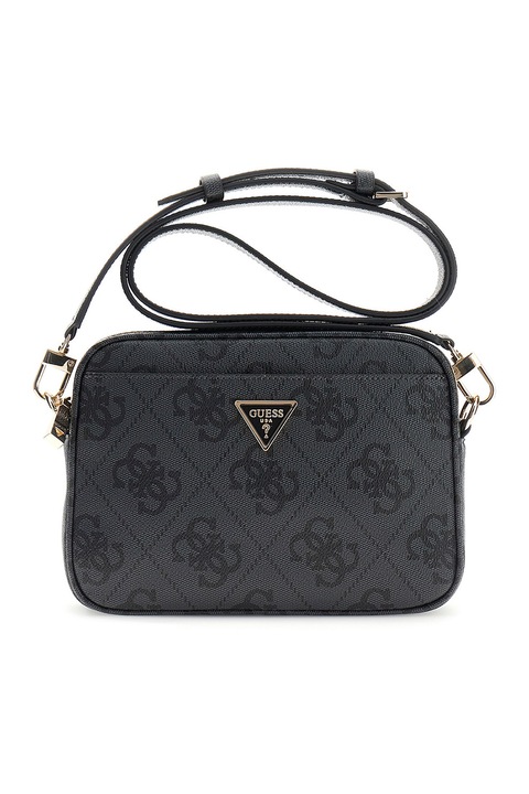 GUESS, Geanta crossbody cu model Meridian, Negru