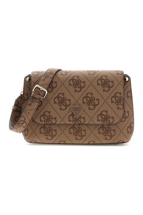 GUESS, Meridian fedőlapos logómintás táska keresztpánttal, Bézs