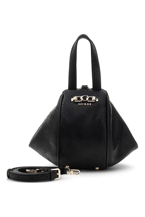 GUESS, Geanta de mana cu bareta aditionala Anise, Negru