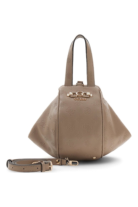 GUESS, Geanta de mana cu bareta aditionala Anise, Maro taupe