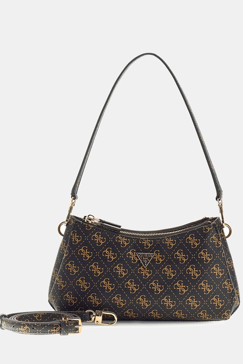 GUESS, Geanta de umar cu model logo Noelle, Maro inchis