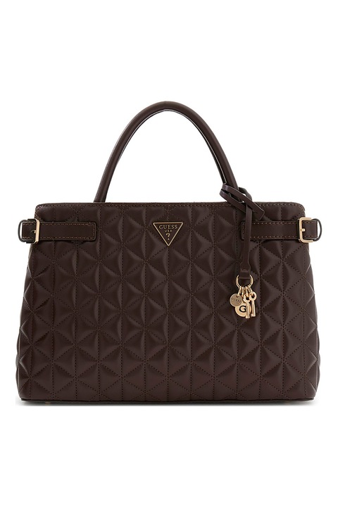 GUESS, Paisleigh tote fazonú steppelt táska, Sötétbarna