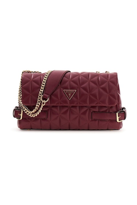 GUESS, Geanta de umar cu aspect matlasat Paisleigh, Visiniu