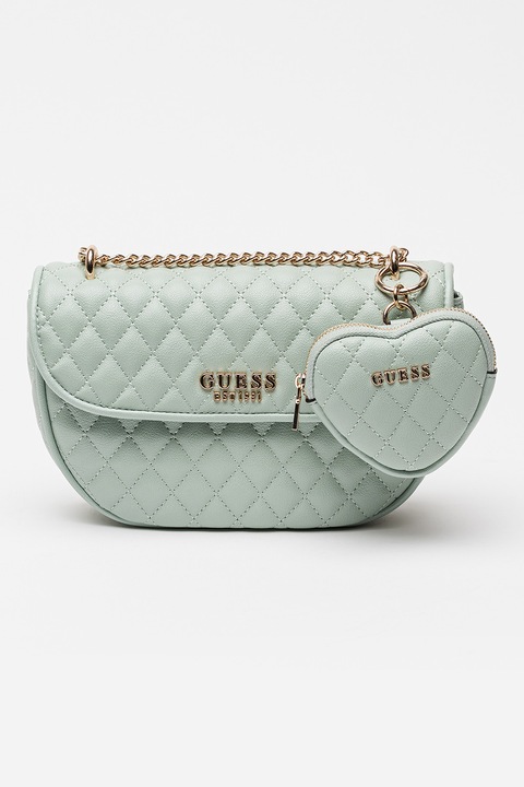 GUESS, Atabey keresztpántos steppelt táska, Mentazöld