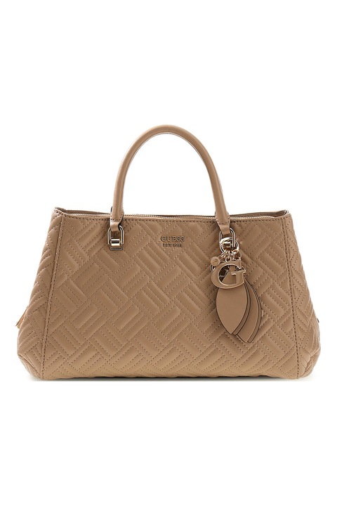 GUESS, Geanta de umar cu aspect matlasat Sally, Bej inchis