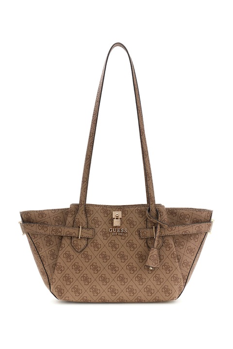 GUESS, Yesba logómintás válltáska, Karamellbarna