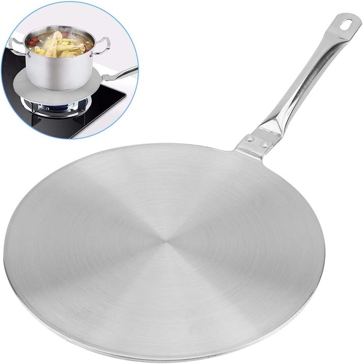 Disc de difuzare a caldurii din inox, 20 cm, pentru plite cu inductie, set multifunctional