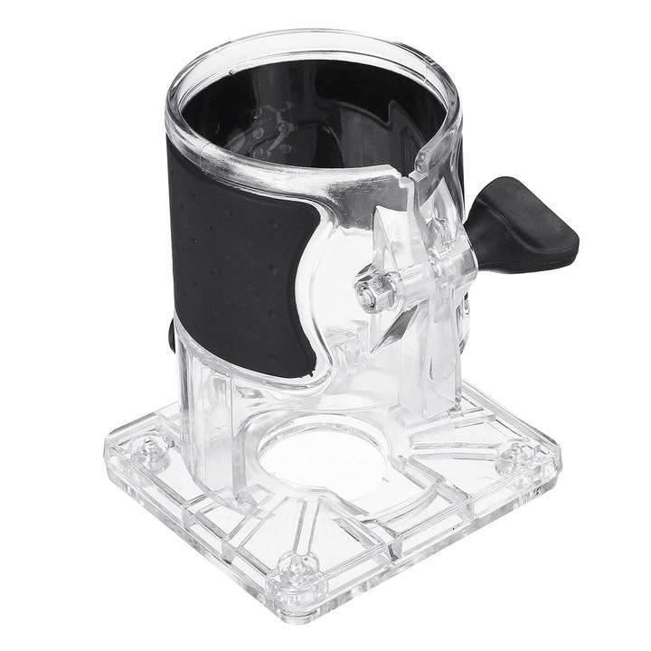 Baza pentru masina de taiat lemn, transparent, 108x89x81mm, negru, pentru Makita RT0701C, Worx WU601