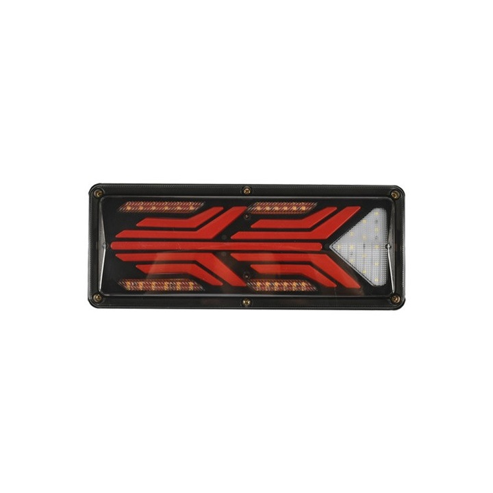 Set Lampi Auto, Stopuri Spate Triple LED 33cm – 12V-24V, VisZone, 28W, 5 Functii Pozitie, Frana, Marsarier, Ceata, Semnalizare Dinamica/Secventiala, IP67, ABS, LED Rosu/Alb/Portocaliu, Design Modern, Vizibilitate Maxima – Universal Camion Remorca Trailer