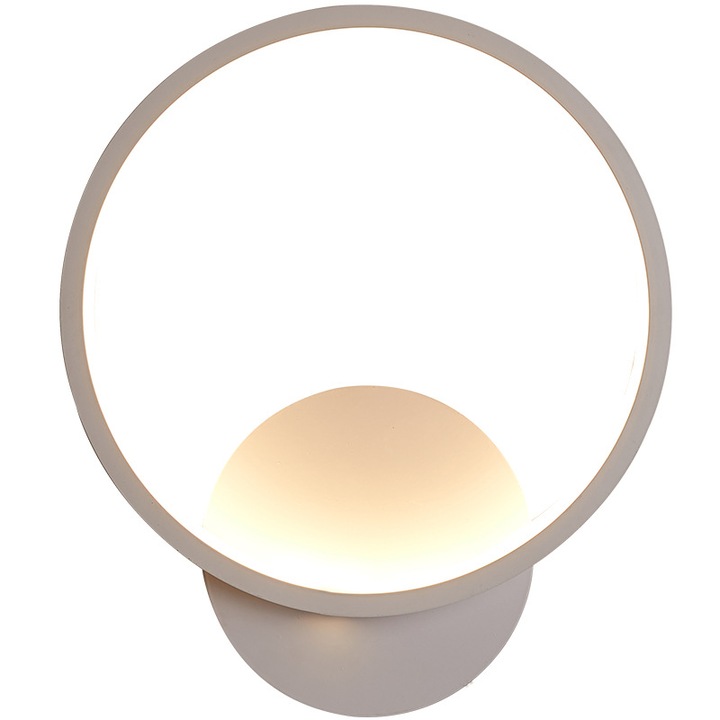 Kerek LED fali lámpa, meleg fehér, modern design, alumínium és akril, 30x10cm