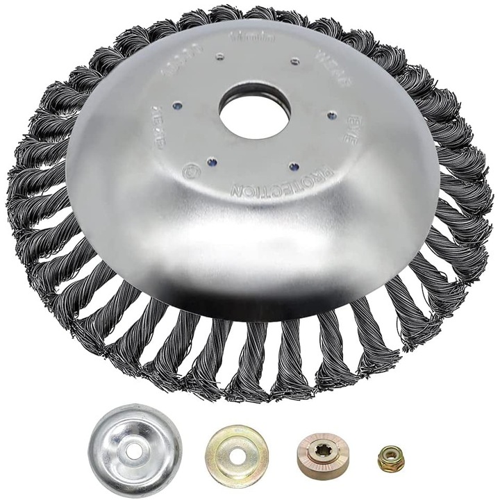 Cap de taiere pentru cositoare de iarba 8", set cu 4 adaptoare universale, fir din inox, diametru 6"