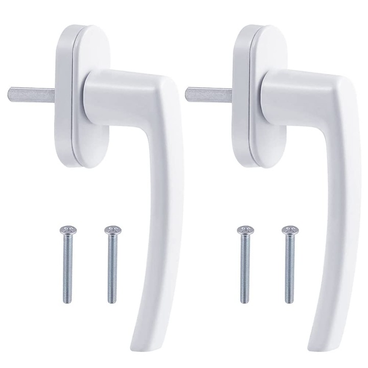 Manere fereastra din aluminiu, set de 2, metal solid, alb, 13mm