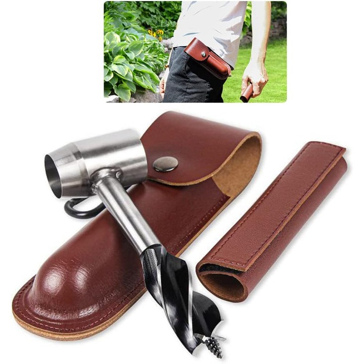 Unelte de supravietuire, burghiu manual pentru lemn, set unelte de camping, otel oxidat, usor de utilizat