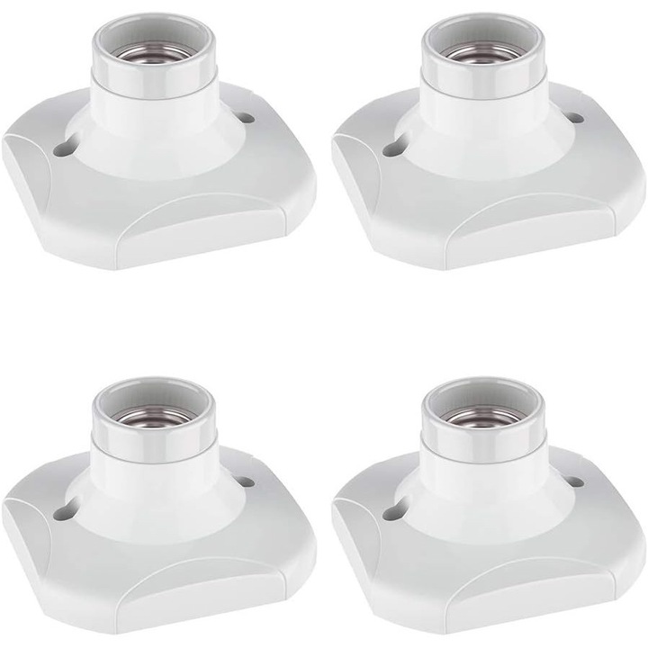 Set 4 socluri ceramice E27, montaj pe perete, alb