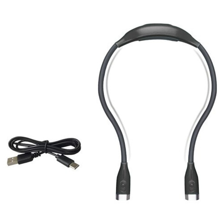 LED olvasólámpa szemvédelemmel, 3 fényerő szint, 4 LED, hordozható, USB töltés