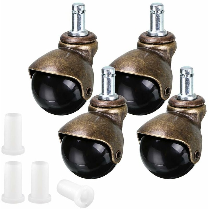 Roti de mobilier, set de 4, stil vintage, finisaj bronz, 5.1cm, suporta pana la 40kg