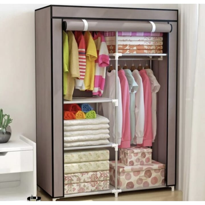 Textil Összecsukható Ruhásszekrény Fémvázzal