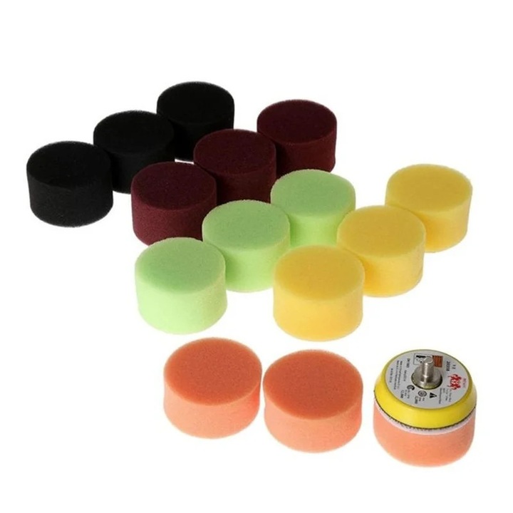 Set 15 bureti de polisat, 1 suport, 50mm, pentru masini de polisat