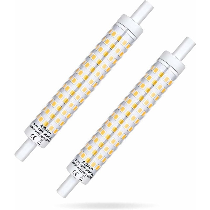 LED крушка R7S 10W 118mm, топла светлина 3000K, комплект от 2 броя