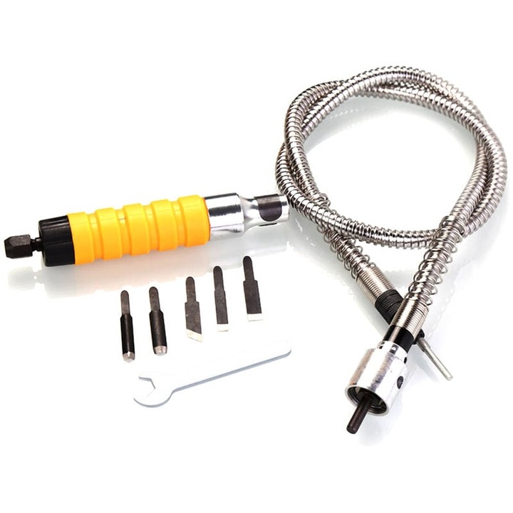 Unelte electrice pentru sculptura in lemn, 5 cutite, 160mm, set cu ax flexibil