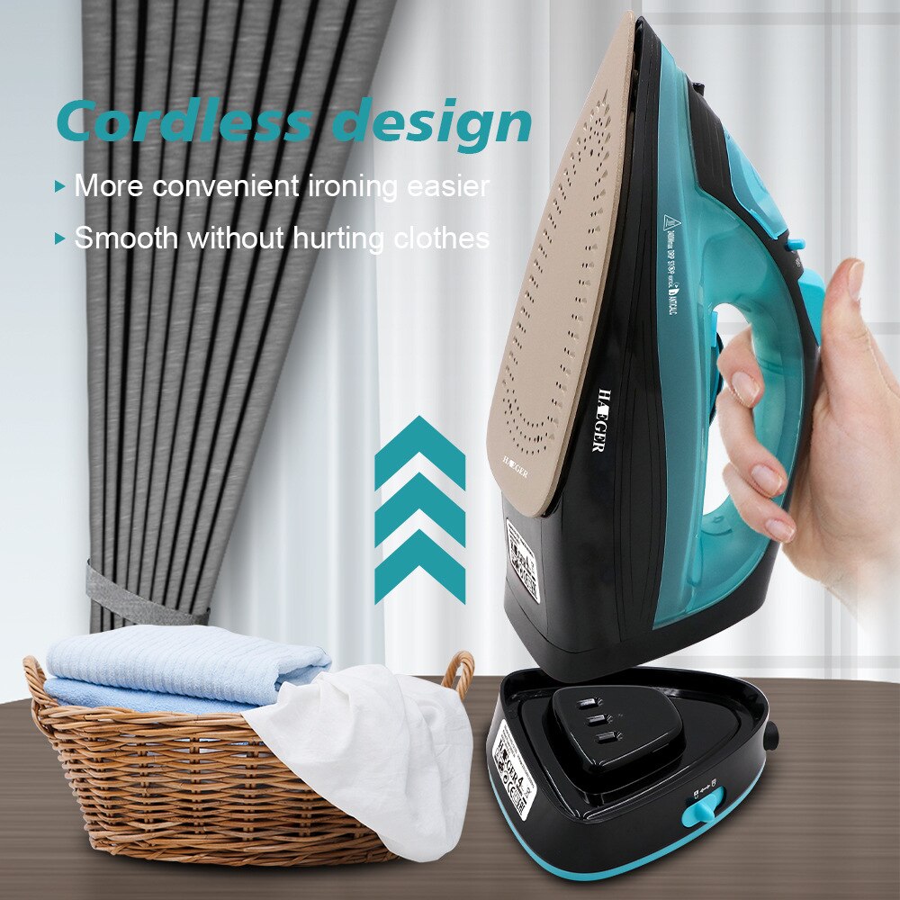 Fier de calcat cu abur, 2400W, 5 trepte de temperatura, albastru, capacitate 350ml