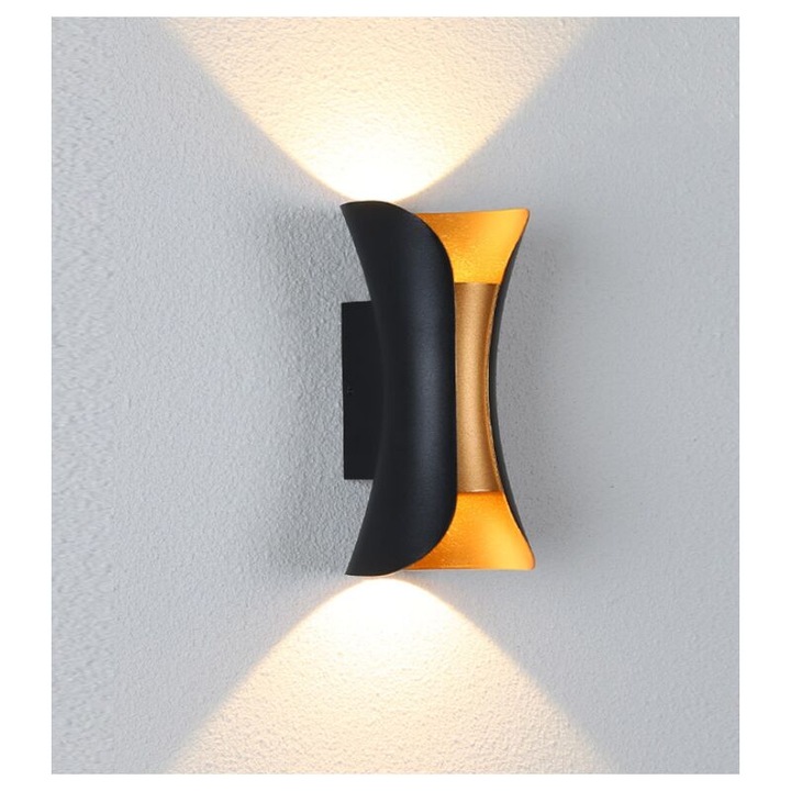 Aplica de perete impermeabil, 10W, lumina calda, design unic, aluminiu, rezistent la apa si praf