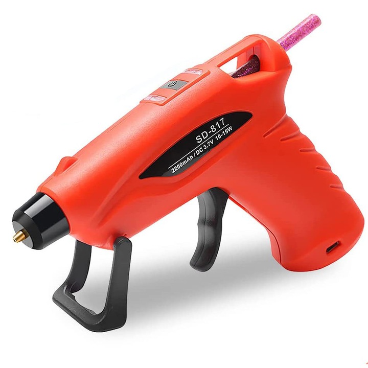 Безжичен пистолет за лепене, 15W, 5 минути предварително загряване, 220mAh, дизайн, устойчив на протичане