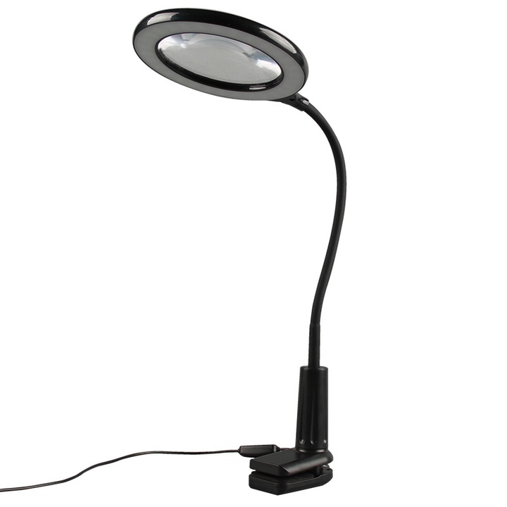 Lampa de birou cu clip, 5x, flexibila, economisire energie, protectie oculara, multicolor, cablu lung