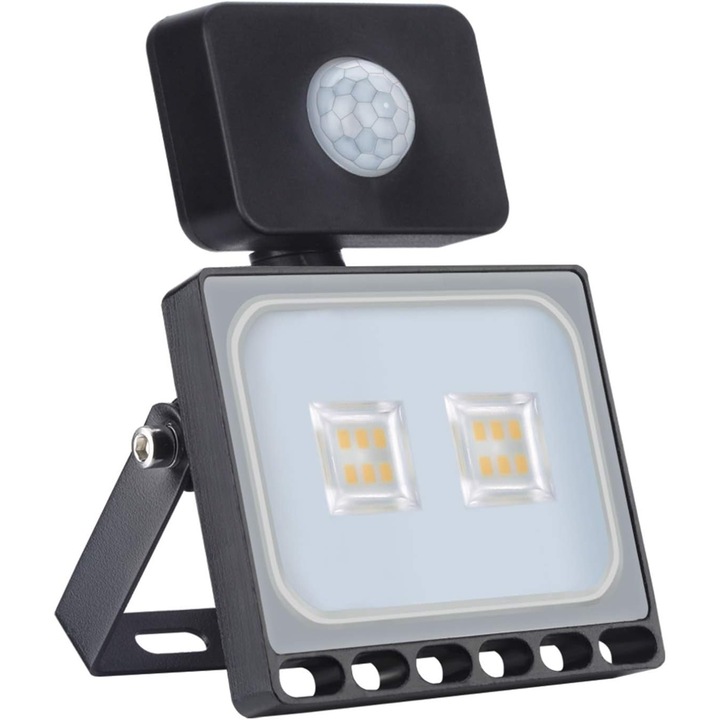 LED прожектор 10W със сензор за движение, IP65, топло бяла светлина 2800-3200K, за външно ползване, лесен монтаж