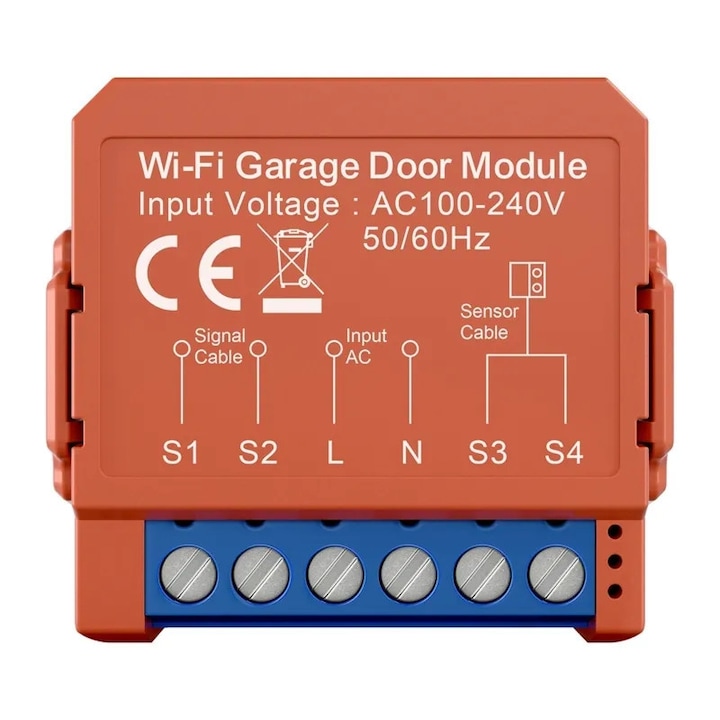 Modul inteligent garajului WiFi Avatto GDS16, portocaliu, 39x39x19,4mm, cu senzor de deschidere, 5m