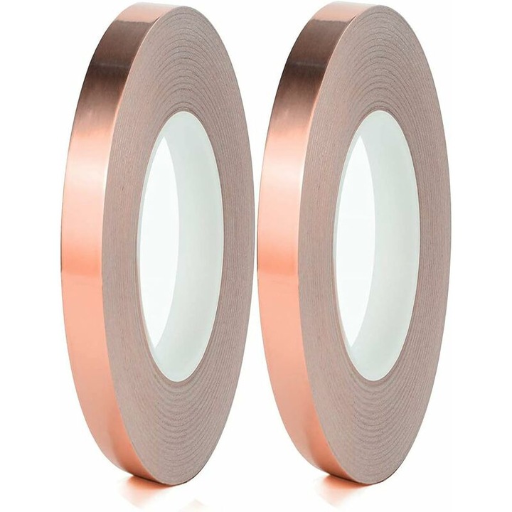 Set 2 buc Banda adeziva dublu fata din cupru, 25 m, 6 mm