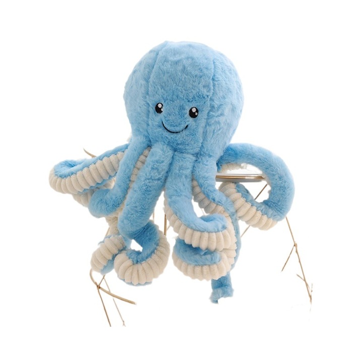 Jucarie de plus Octopus pentru bebelusi, albastra, 40cm
