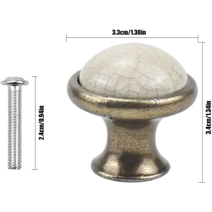 Manere pentru mobila, Kufer, set 6 bucati, ceramica, retro, 33x35mm