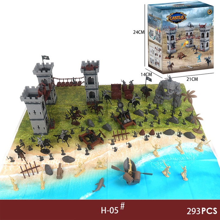Kalózos és csontváz katonás csatakastély készlet, 293 darab, modellek, működő katapultok és kiegészítők, motoros fejlesztés, kreativitás, ABS, 4-12+ év, többszínű