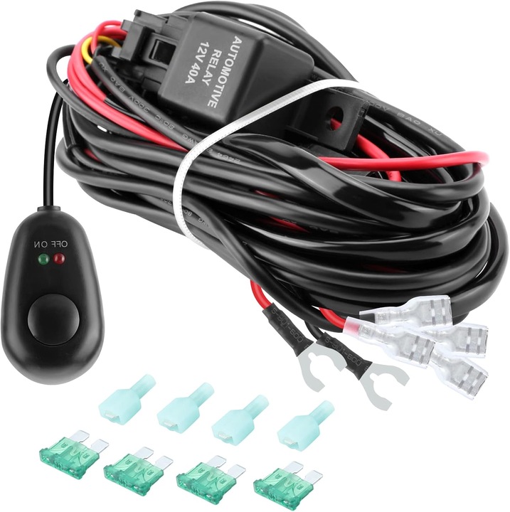 Kit de cabluri pentru lumini de lucru LED off-road 12V, 2 becuri, 70W, IP67, set 2 bucati