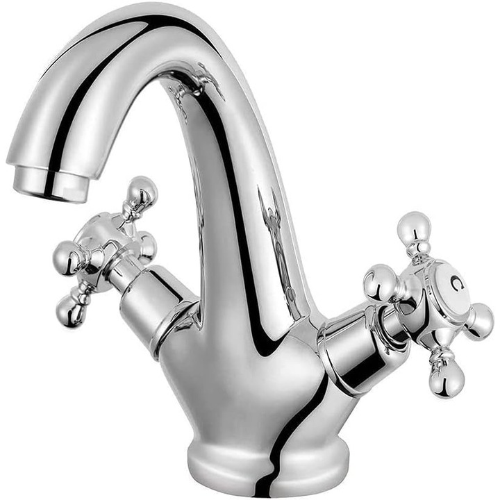 Mont du Pont fürdőszobai csaptelep, antik stílusú, króm, két kar, egylyukú rögzítés