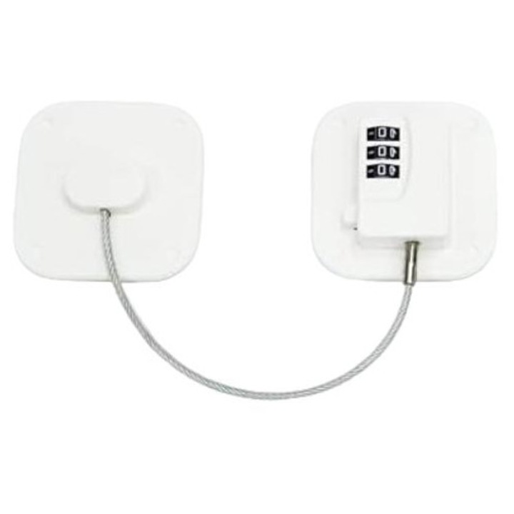 Комплект от 2 предпазни ключалки за хладилник с кодова комбинация, бели, 20.5x7см