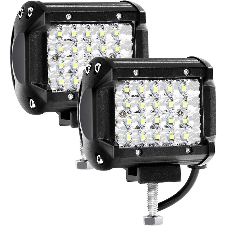 Proiectoare LED 12V 144W, 10,500lm, waterproof, set 2 bucati