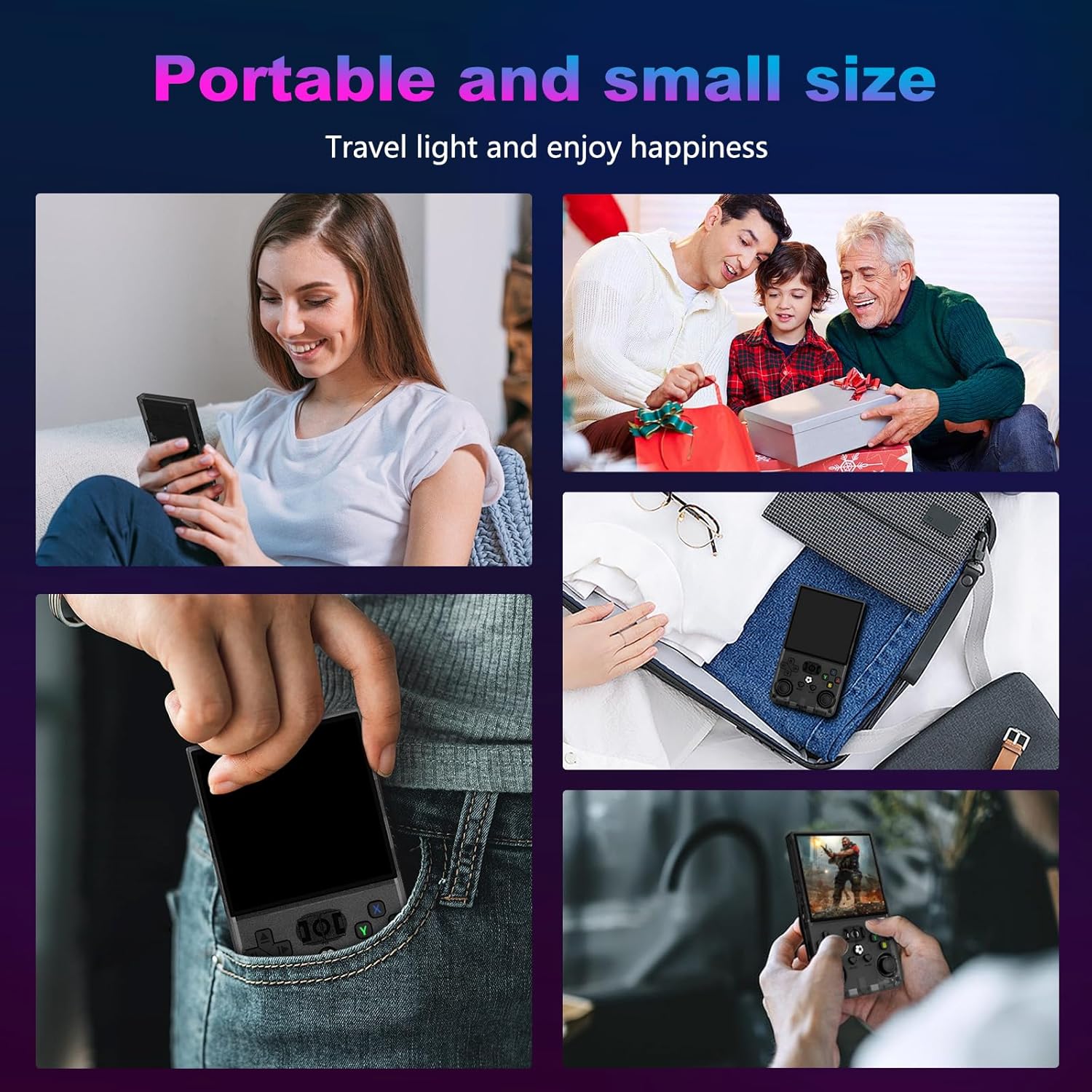 Consola Video Portabila R36 MAX Oricean, Ecran HD IPS de 4.0'' 720x720, 64G incorporat 18000+ jocuri, 4000mAh reincarcabil, Linux, Negru