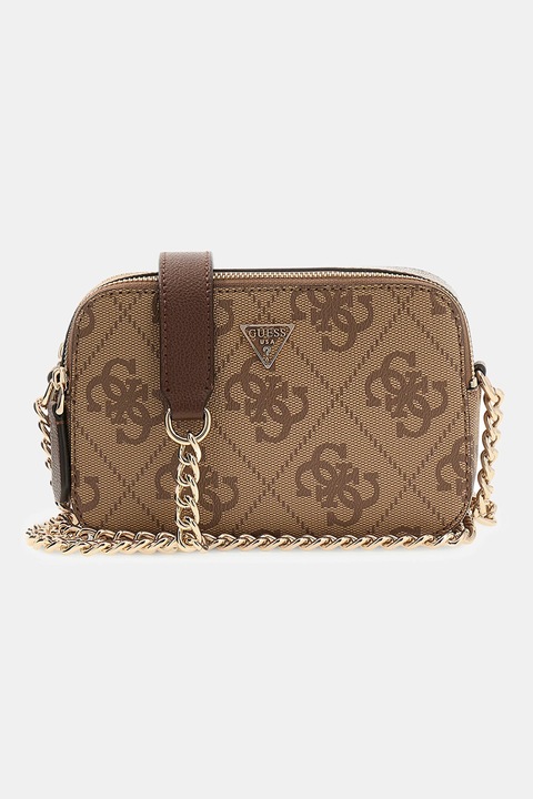 GUESS, Geanta crossbody cu monograma Noelle, Maro camel
