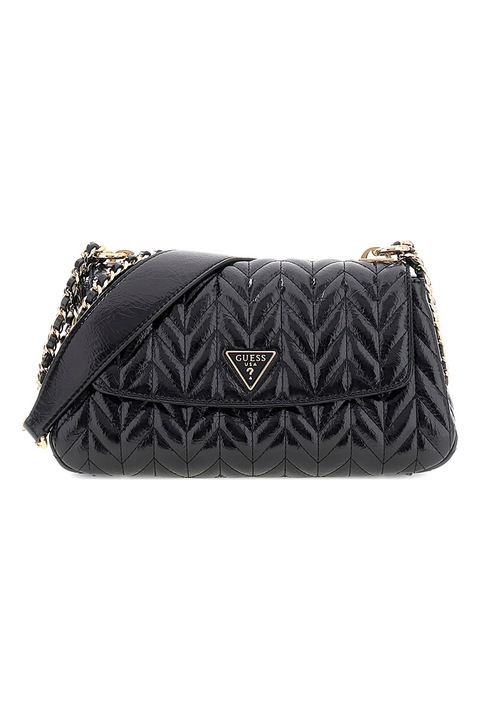 GUESS, Geanta de piele ecologica cu bareta de umar si aspect texturat Cheryl, Negru