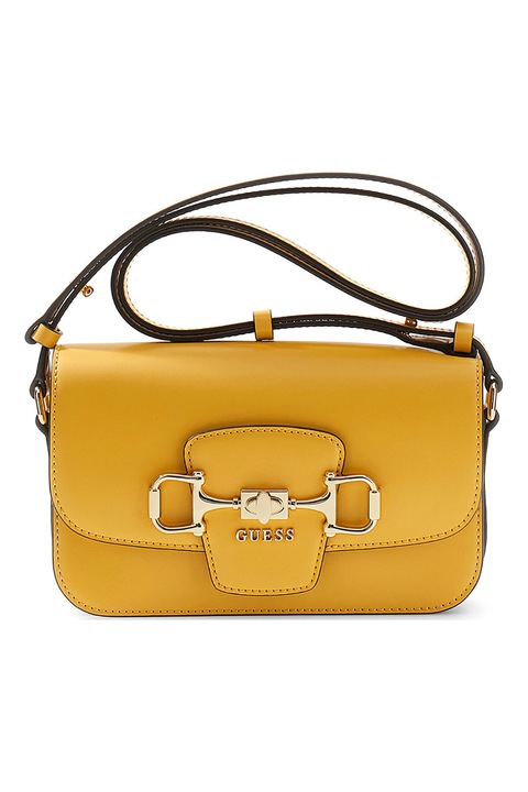 GUESS, Geanta crossbody de piele ecologica cu logo Janie, Galben mustar
