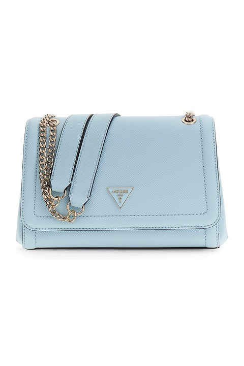 GUESS, Geanta crossbody din piele ecologica cu bareta din lant Noelle, Albastru deschis