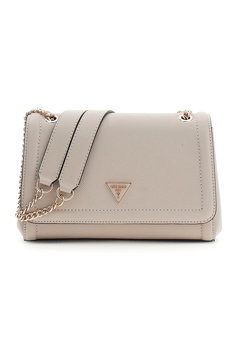 GUESS, Geanta crossbody din piele ecologica cu bareta din lant Noelle, Maro taupe deschis