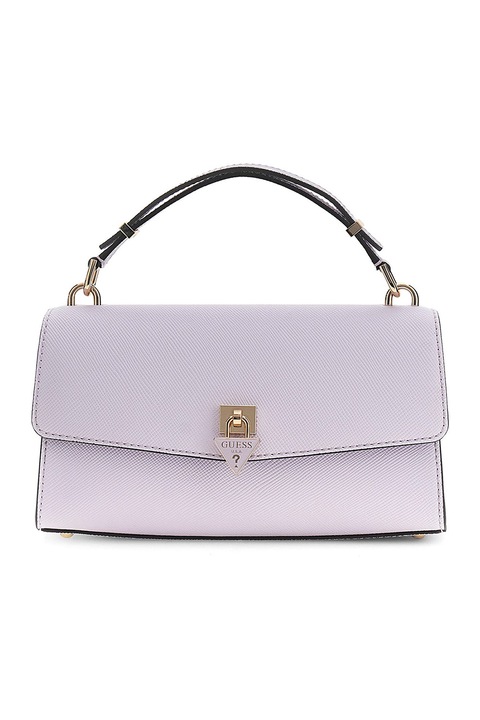 GUESS, Geanta crossbody din piele ecologica cu inchidere cu clapa Patsie, Liliac prafuit