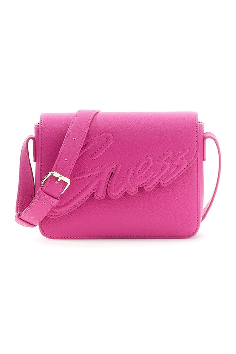 Guess Keresztpántos műbőr táska domború logóval, fukszia