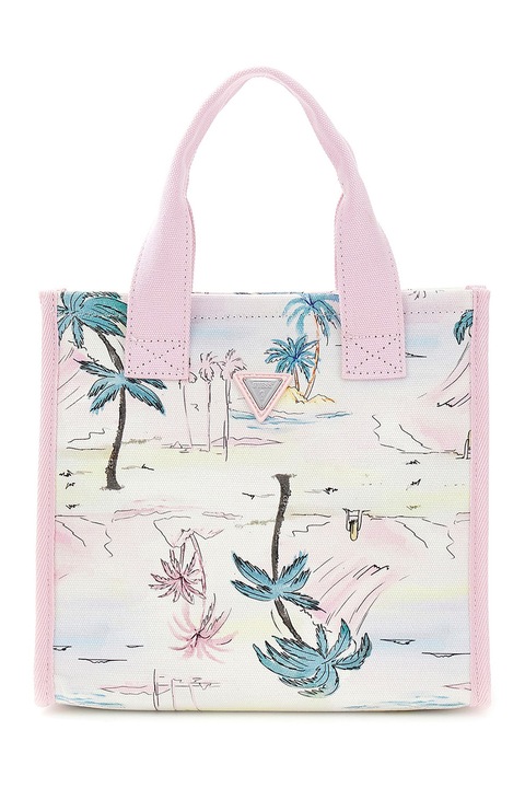 Guess bevásárlótáska fazonú pamut strandtáska, pasztellrózsaszín, perzsazöld